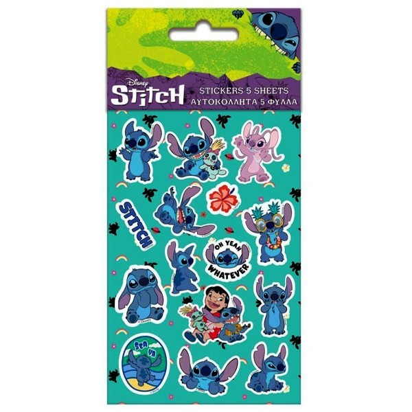 Stitch Αυτοκόλλητα 5 Φύλλα 8x12cm
