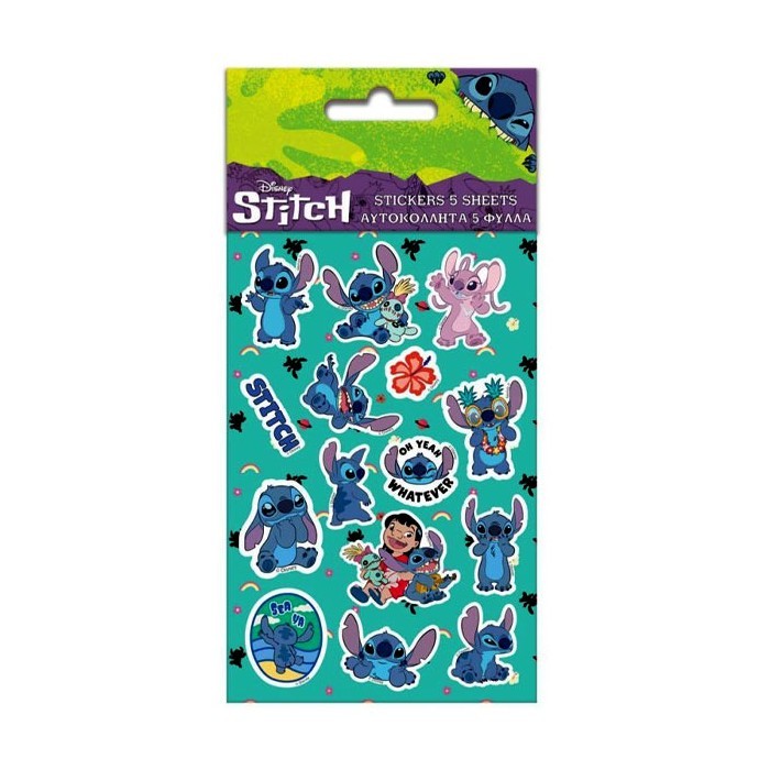 Stitch Αυτοκόλλητα 5 Φύλλα 8x12cm