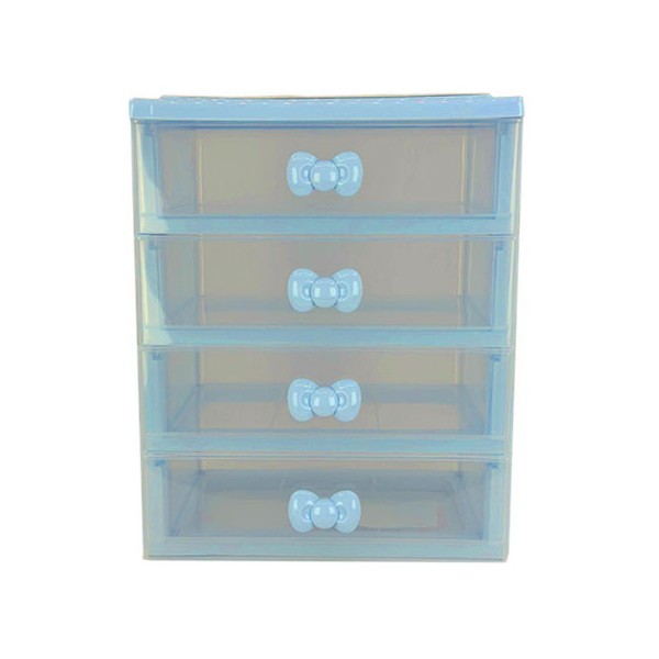 Boomiiie Διάφανο Κουτί Αποθήκευσης 4 Συρτάρια Ροζ