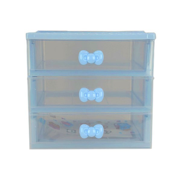 Happy Days Διάφανο Κουτί Αποθήκευσης 3 Συρτάρια Ροζ