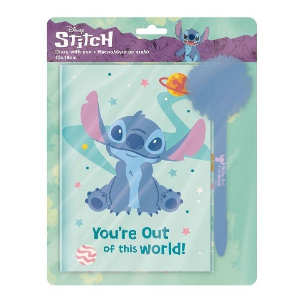 Lilo & Stitch Ημερολόγιο Με Κλειδαριά 12x18cm Και Στυλό Πομ Πομ 60 Φύλλων