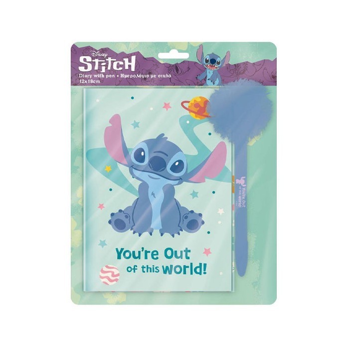 Lilo & Stitch Ημερολόγιο Με Κλειδαριά 12x18cm Και Στυλό Πομ Πομ 60 Φύλλων
