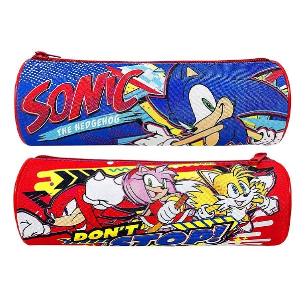 Sonic Κασετίνα Βαρελάκι 23x8cm Κόκκινο-Μπλε