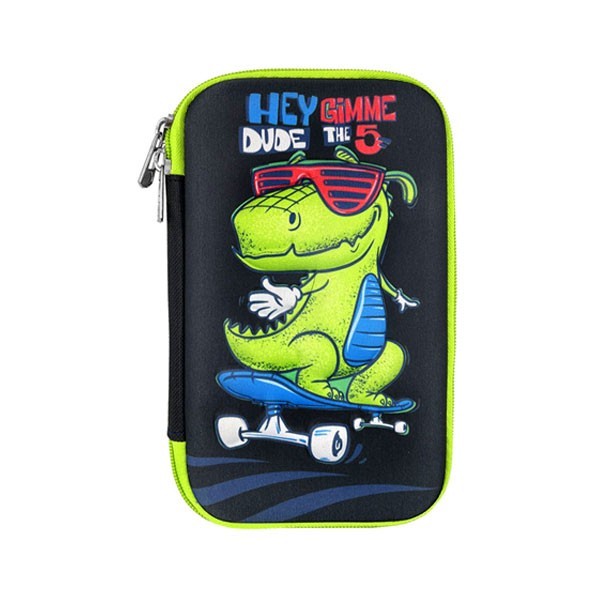 Skate Κασετίνα Πράσινη 3d Μεγάλη Δεινόσαυρος 23x13x4,5cm 