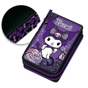 Purple Laces Κασετίνα Διπλή Γεμάτη Kuromi 20x5x13cm