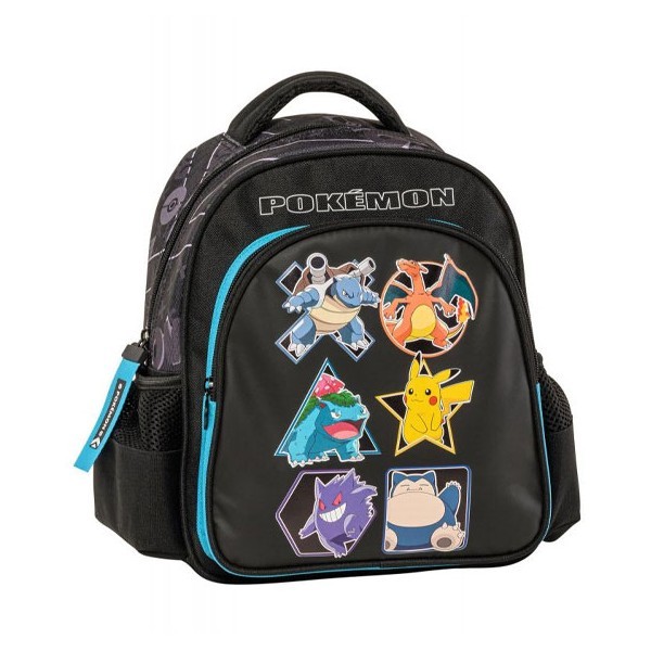 Pokem Παιδικό Σακίδιο Νηπιαγωγείου Μαύρο με φιγούρες Pokemon 24x11x30cm