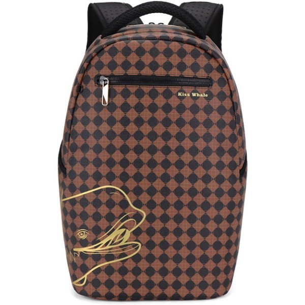 Coffee Plaid Σακίδιο Πλάτης PU Με Σχέδιο 44x29x17.50cm