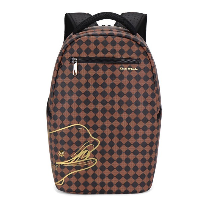 Coffee Plaid Σακίδιο Πλάτης PU Με Σχέδιο 44x29x17.50cm