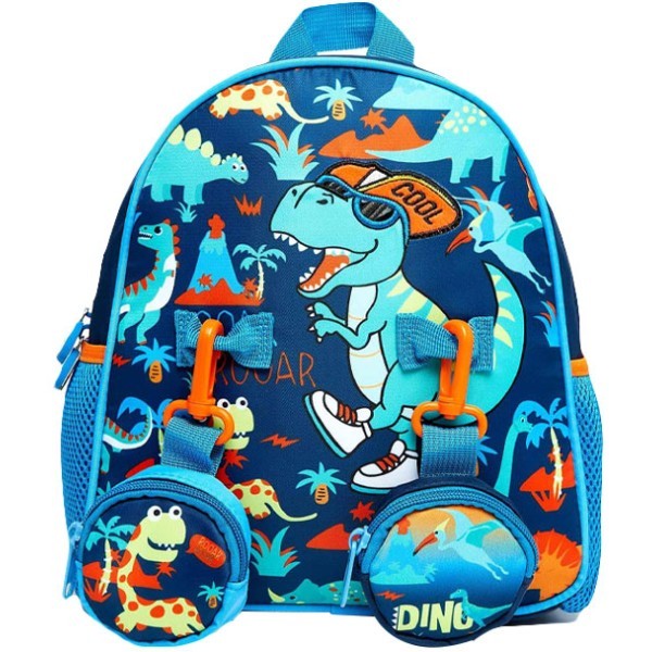 Dino Attack Vest Σετ Σχολική Τσάντα Νηπίου Με 2 Πορτοφολάκια 25x9,5x24cm