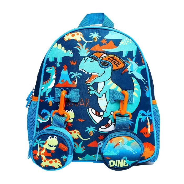 Dino Attack Vest Σετ Σχολική Τσάντα Νηπίου Με 2 Πορτοφολάκια 25x9,5x24cm