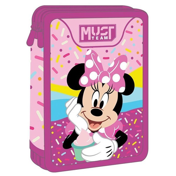 Minnie Κασετίνα Διπλή Γεμάτη 15x5x21cm Pink