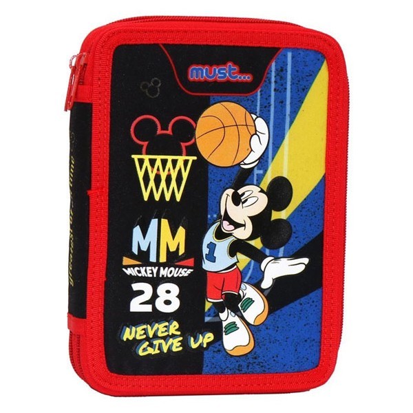 Mickey Mouse Κασετίνα Διπλή Γεμάτη 15x5x21cm Never Give Up