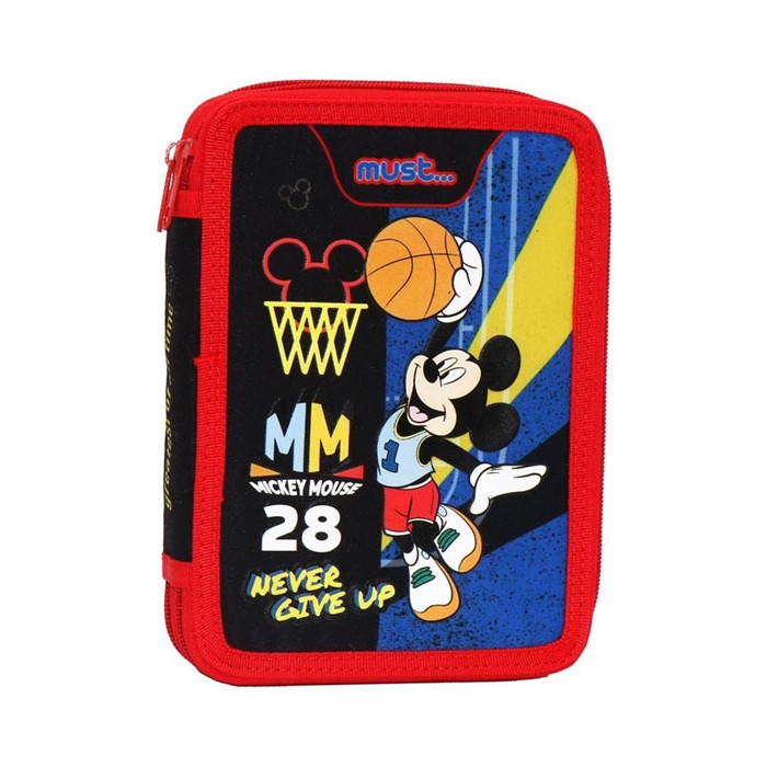 Mickey Mouse Κασετίνα Διπλή Γεμάτη 15x5x21cm Never Give Up