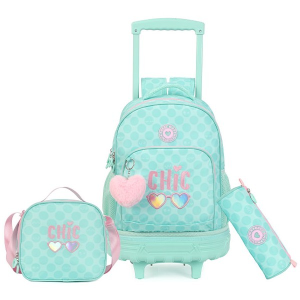 KingDisen Aqua Chic Σετ Σχολική Τσάντα 33x15x44cm Τσαντάκι Φαγητού 22x8x21cm & Κασετίνα 22x7cm
