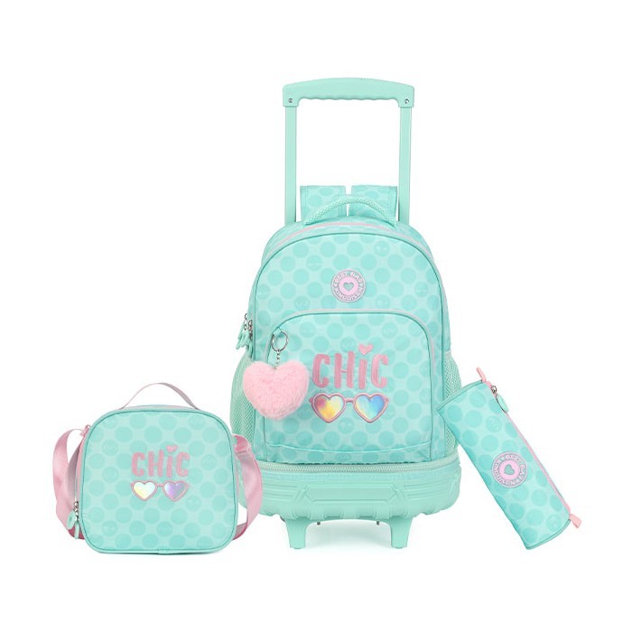 KingDisen Aqua Chic Σετ Σχολική Τσάντα 33x15x44cm Τσαντάκι Φαγητού 22x8x21cm & Κασετίνα 22x7cm