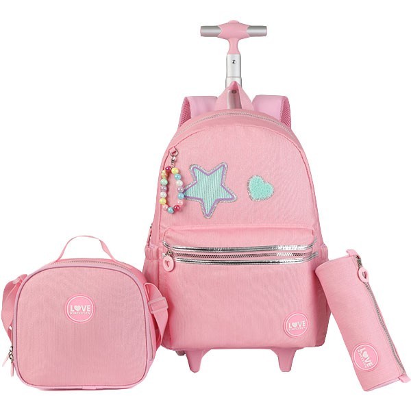 KingDizen Love Stars Σετ Σχολική Τσάντα 33x15x44cm Τσαντάκι Φαγητού 
22x8x21cm & Κασετίνα 
22x7cm
