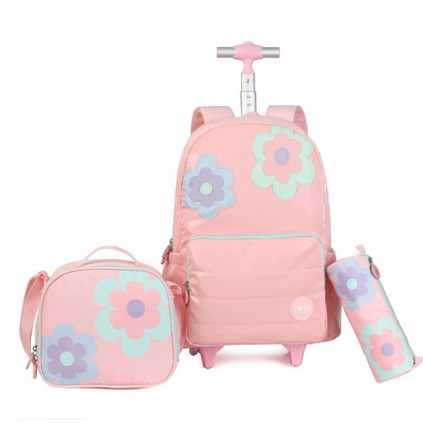 KingDisen Flowers Σετ Σχολική Τσάντα 33x15x44cm Τσαντάκι Φαγητού 22x8x21cm & Κασετίνα 22x7cm