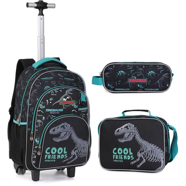 KingDisen Dinosaur Σετ Σχολική Τσάντα 32x14x45cm Τσαντάκι Φαγητού 24x9x18cm
& Κασετίνα 23x6x9cm