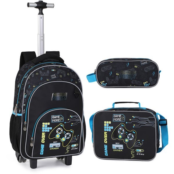 KingDisen Gamers Σετ Σχολική Τσάντα 32x14x45cm Τσαντάκι Φαγητού
24x9x18cm & Κασετίνα 23x6x9cm