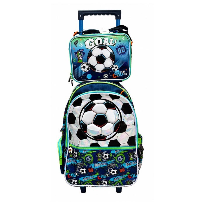 Vest Goal Σετ Σχολική Τροχήλατη Τσάντα 47,5x31x15cm Με Τσάντα Φαγητού 24,5x18,5x7,3cm