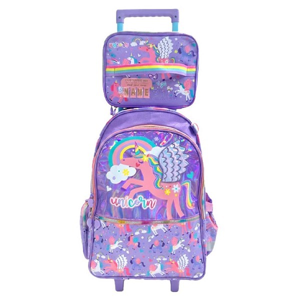 Vest Unicorn Σετ Σχολική Τροχήλατη Τσάντα 47,5x31x15cm Με Τσάντα Φαγητού 24,5x18,5x7,3cm