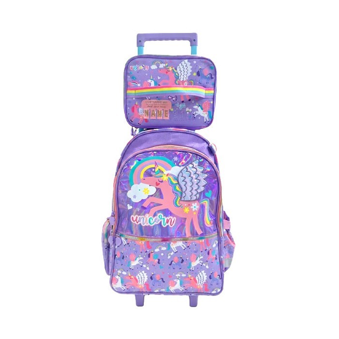 Vest Unicorn Σετ Σχολική Τροχήλατη Τσάντα 47,5x31x15cm Με Τσάντα Φαγητού 24,5x18,5x7,3cm