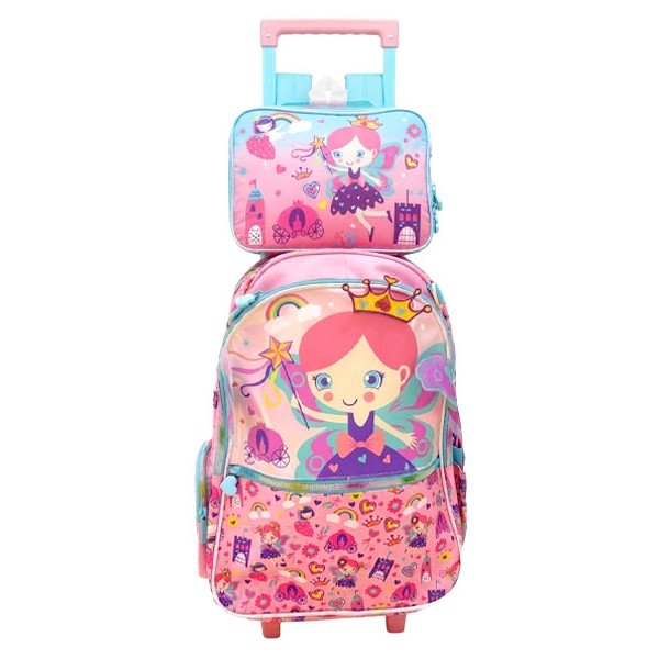 Vest Princess Σετ Σχολική Τροχήλατη Τσάντα 47,5x31x15cm Με Τσάντα Φαγητού 24,5x18,5x7,3cm