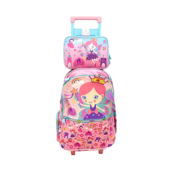 Vest Princess Σετ Σχολική Τροχήλατη Τσάντα 47,5x31x15cm Με Τσάντα Φαγητού 24,5x18,5x7,3cm