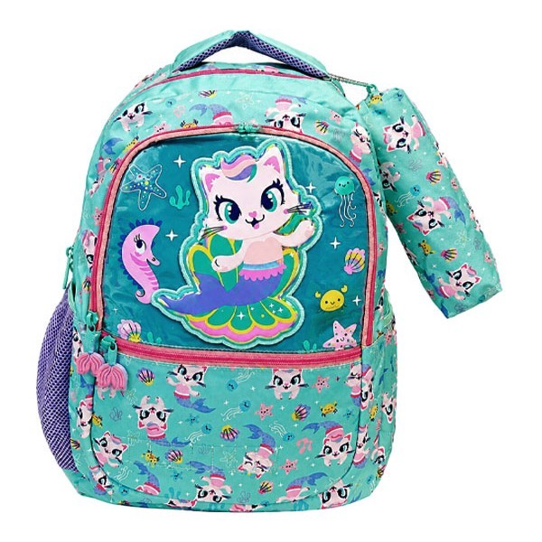 Cat Mermaid Σετ 2 Τεμαχίων Σχολική Τσάντα Vest Νηπείου Με Κασετίνα 28x39x15cm