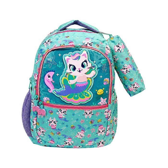 Cat Mermaid Σετ 2 Τεμαχίων Σχολική Τσάντα Vest Νηπείου Με Κασετίνα 28x39x15cm