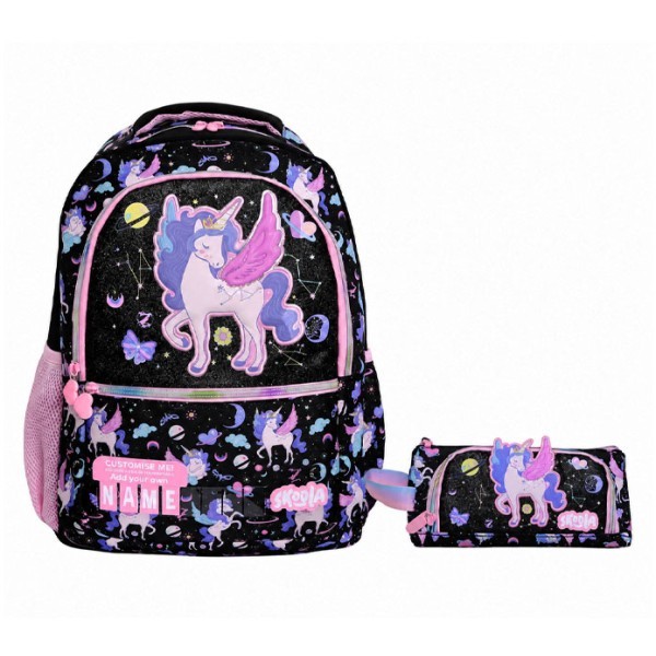 Balck Unicorn Σετ Σχολική Τσάντα Vest Νηπείου Με Κασετίνα 28x39x15cm