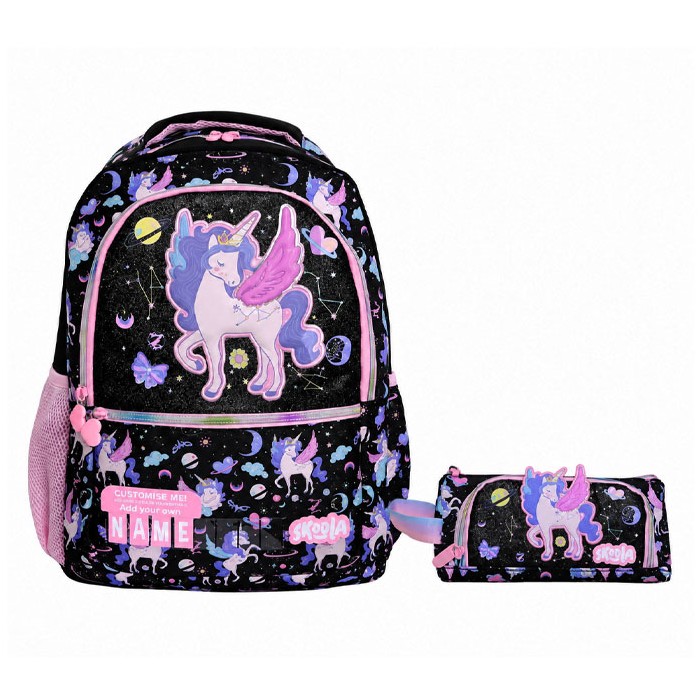 Balck Unicorn Σετ Σχολική Τσάντα Vest Νηπείου Με Κασετίνα 28x39x15cm