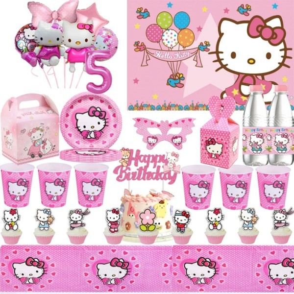 Pink Birthday Kitty Σετ Πάρτι 132τμχ