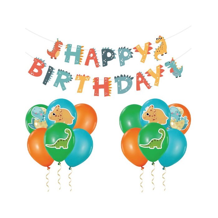Dino Birthday Σετ Μπαλόνια Γενεθλίων Δεινόσαυροι 21 Τεμ