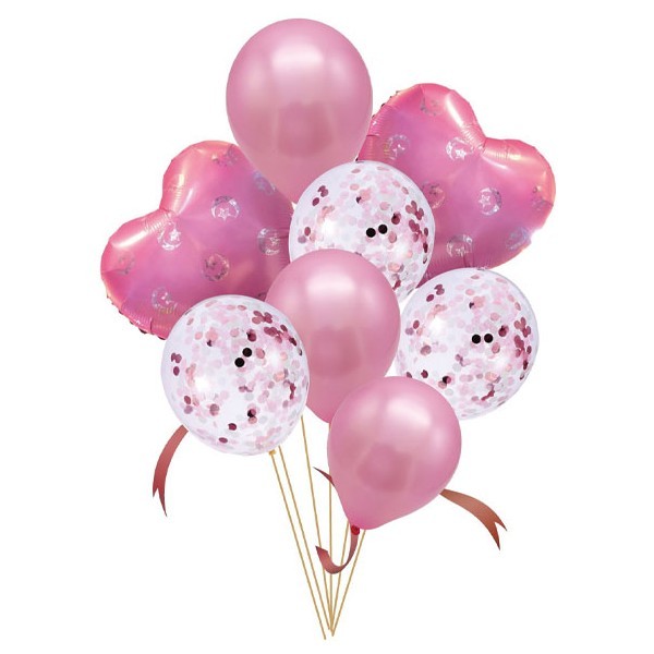 Pink Love Σετ Μπαλόνια Καρδιές 8 Τεμ
