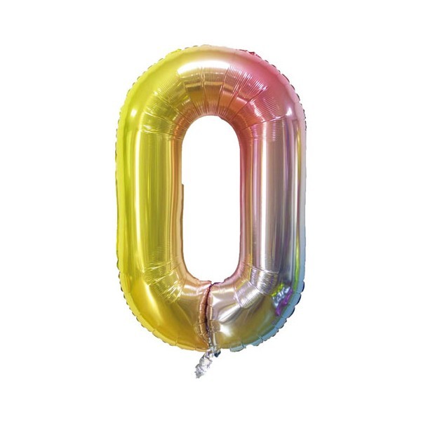 Rainbow Αριθμός 0 Μπαλόνι Αλουμινίου 40cm