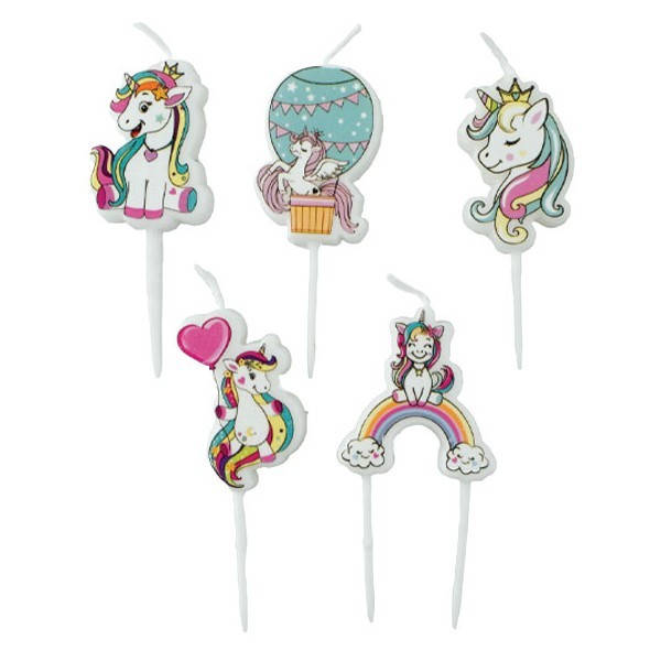 Unicorn Σετ 5 Τεμ Κεριά Γενεθλίων Πολύχρωμα 