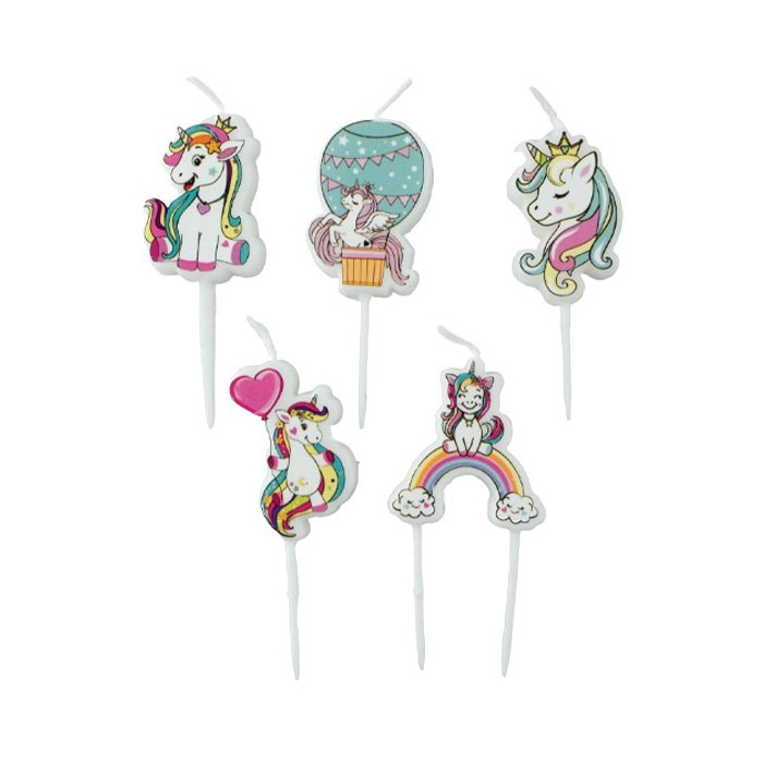 Unicorn Σετ 5 Τεμ Κεριά Γενεθλίων Πολύχρωμα 