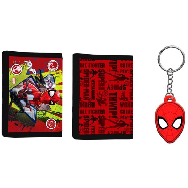 Spiderman Πορτοφόλι Με Μπρελόκ Σετ Δώρου 20x12cm 