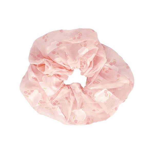 Scrunchies Λαστιχάκια Μαλλιών Με Κερασάκια Λευκό