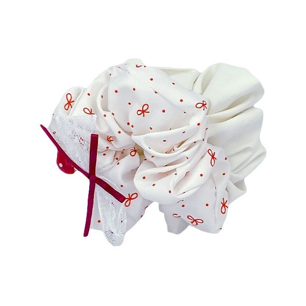 Red Trim Scrunchie Λαστιχάκια Μαλλιών Σετ 2 Τεμαχίων Κόκκινα Φιογκάκια