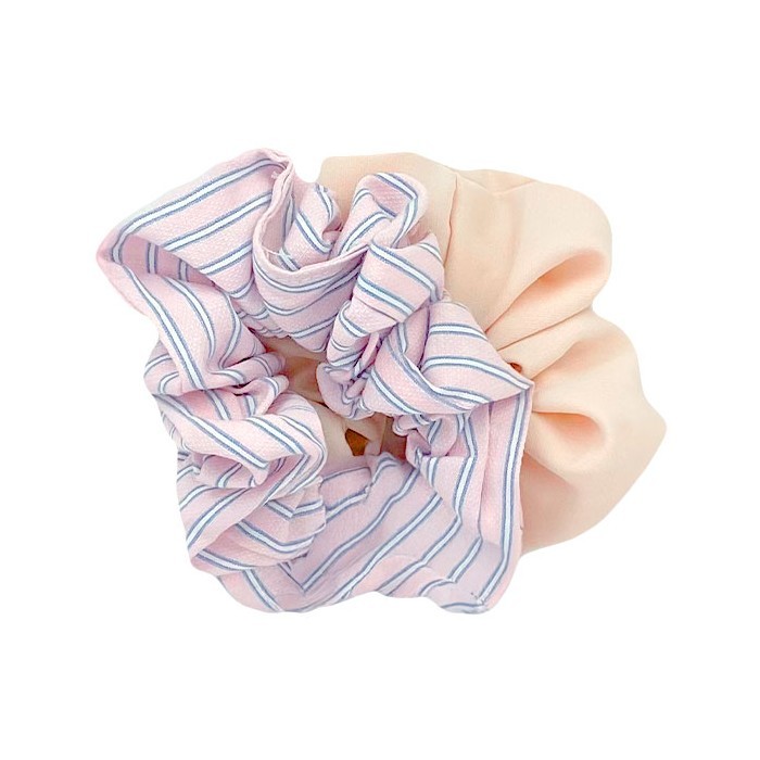 Riga Scrunchie Λαστιχάκια Μαλλιών Σετ 2 Τεμάχια Ροζ Ριγέ 