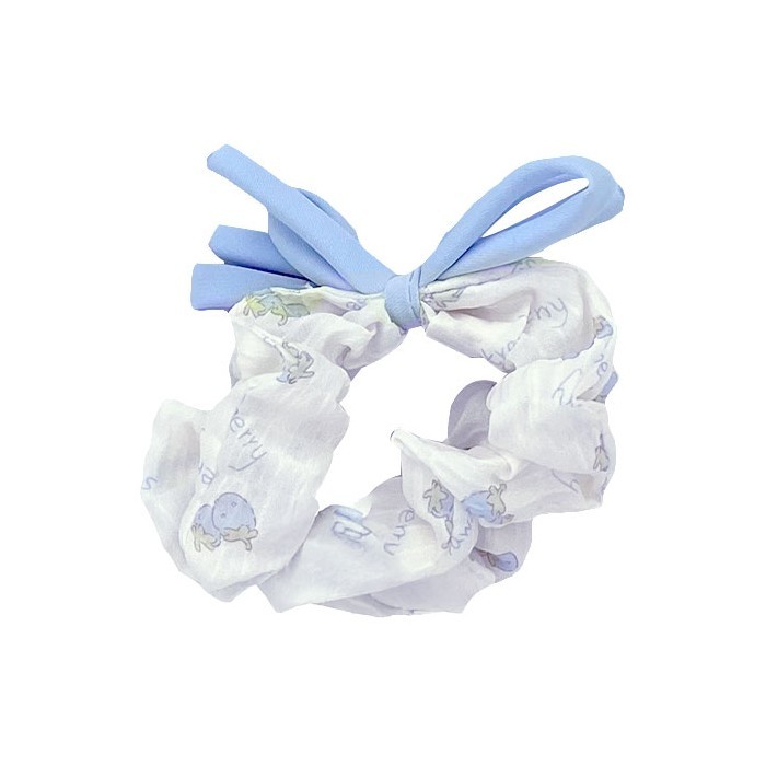 Blue Scrunchie Μαλλιών Σετ 2 Τεμάχια Μπλε Κορδέλα