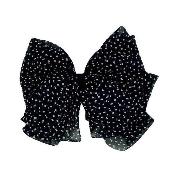 Fabric Bow Υφασμάτινος Φιόγκος Μαλλιών Με Κλάμερ Μαύρο Πουά