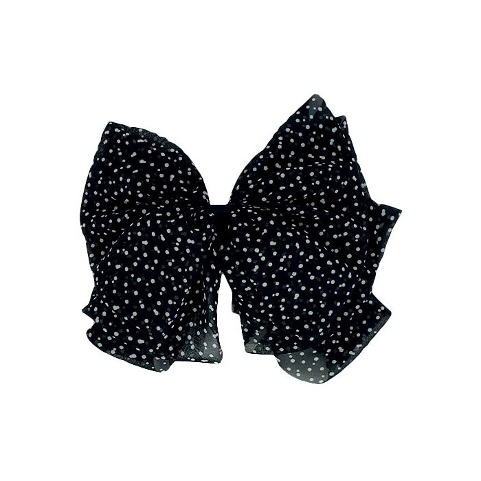 Fabric Bow Υφασμάτινος Φιόγκος Μαλλιών Με Κλάμερ Μαύρο Πουά