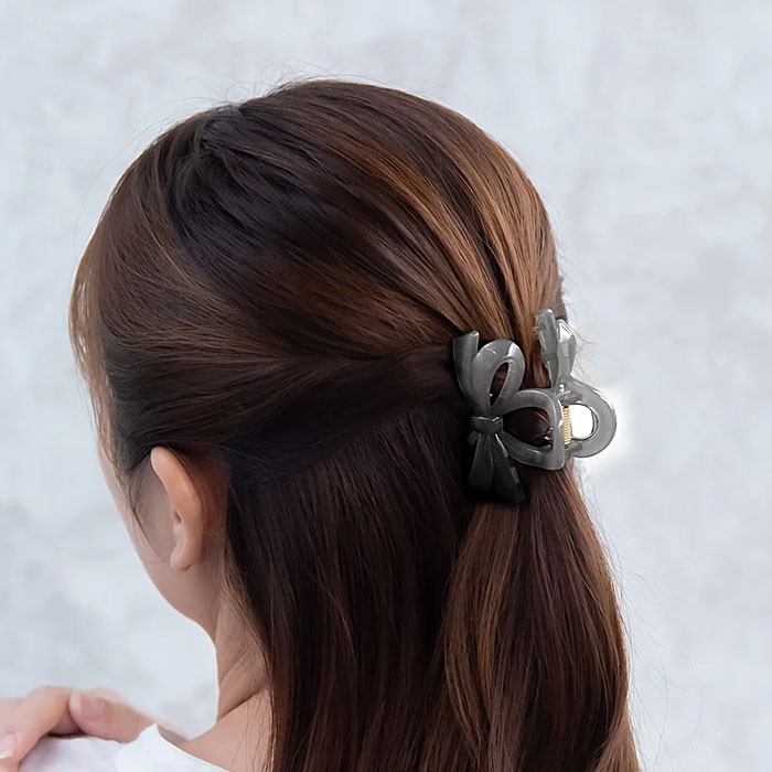 Shiny Bow Clip Κλάμερ Μαλλιών Κοκάλινο Γυαλιστερό Φιογκάκι 10cm