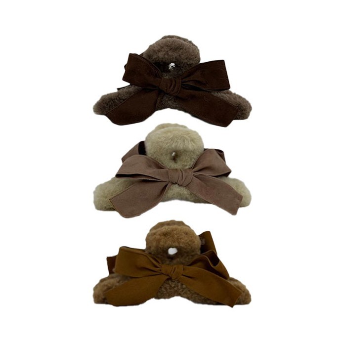 Bow Elastic Κλάμερ Μαλλιών Κοκάλινο Γούνινο Με Φιογκάκι 13cm