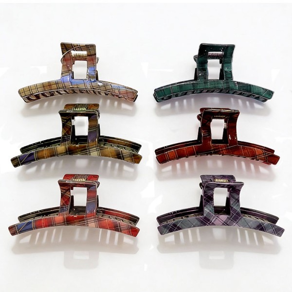 Square Clip Κλάμερ Κοκάλινο Με Τετράγωνη Λαβή Καρό 11cm Μπεζ