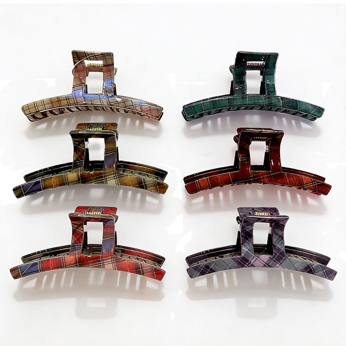 Square Clip Κλάμερ Κοκάλινο Με Τετράγωνη Λαβή Καρό 11cm