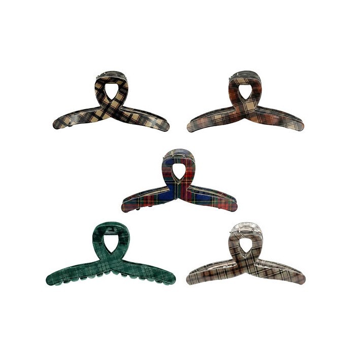 Round Grip Clip Κλάμερ Κοκάλινο Με Στρογγυλή Λαβή Καρό 11cm